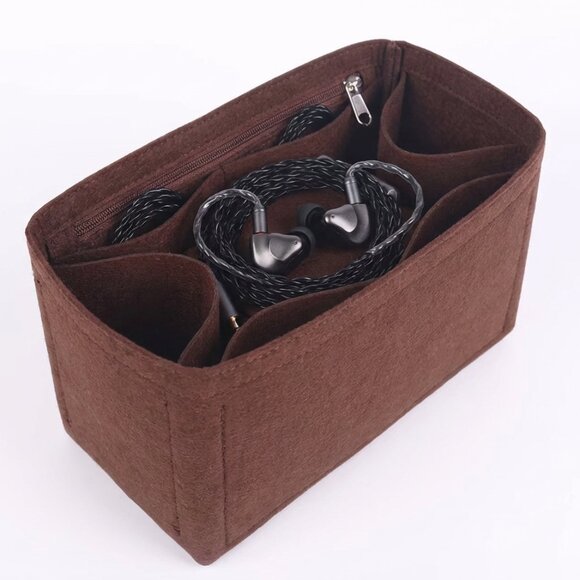 Coffee Multi-Pocket Felt Handbag Organizer - Picture 3 of 6